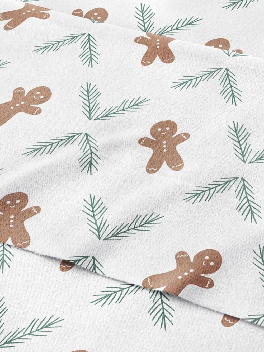 Cozy Christmas Flannel Sheet Set - Full Size, Gingerbread Cookie Design